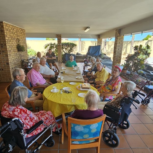 Birthday celebration on the patio